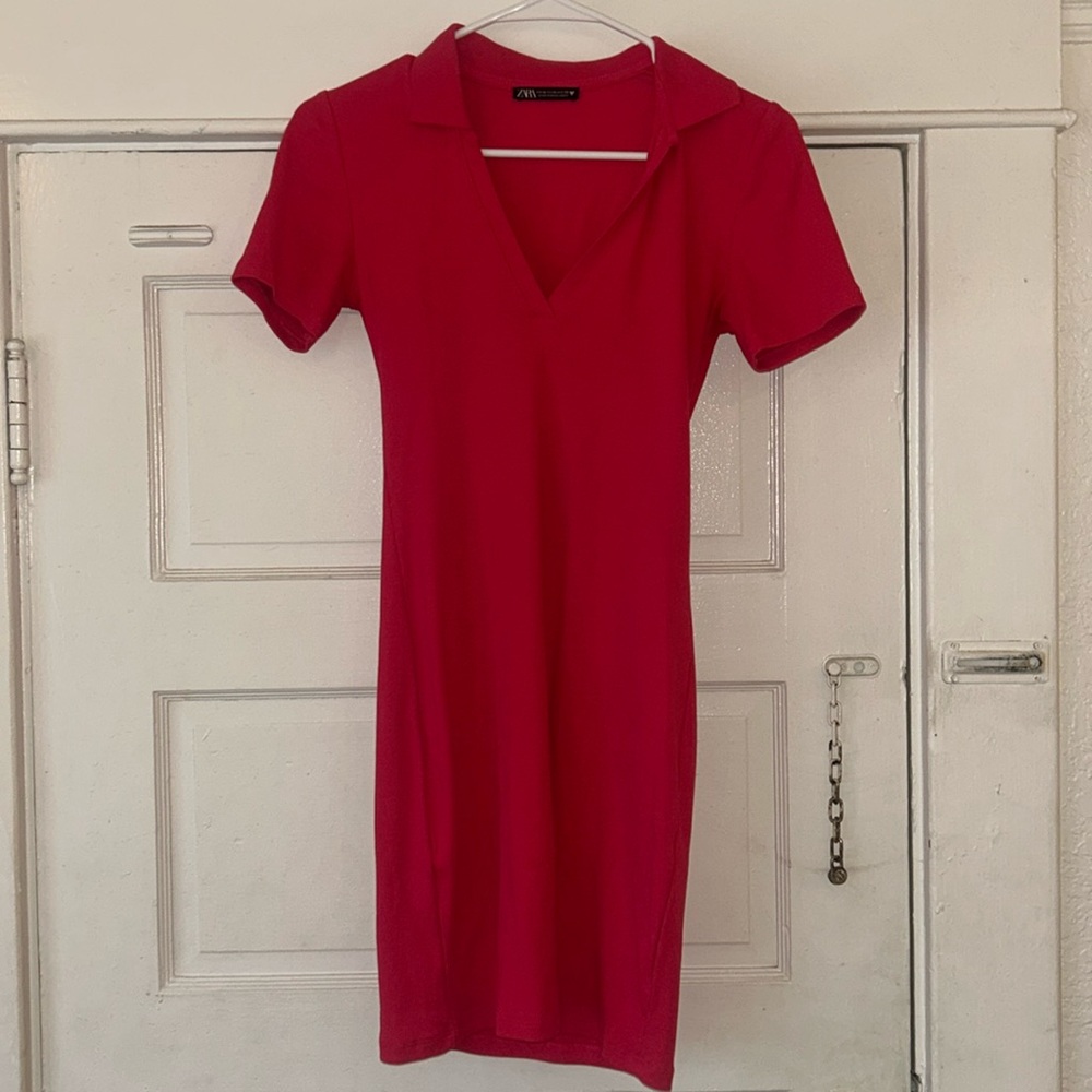Hot Pink Mini Collar Zara Dress